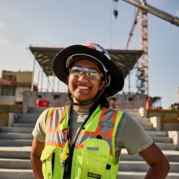 construction worker smiling