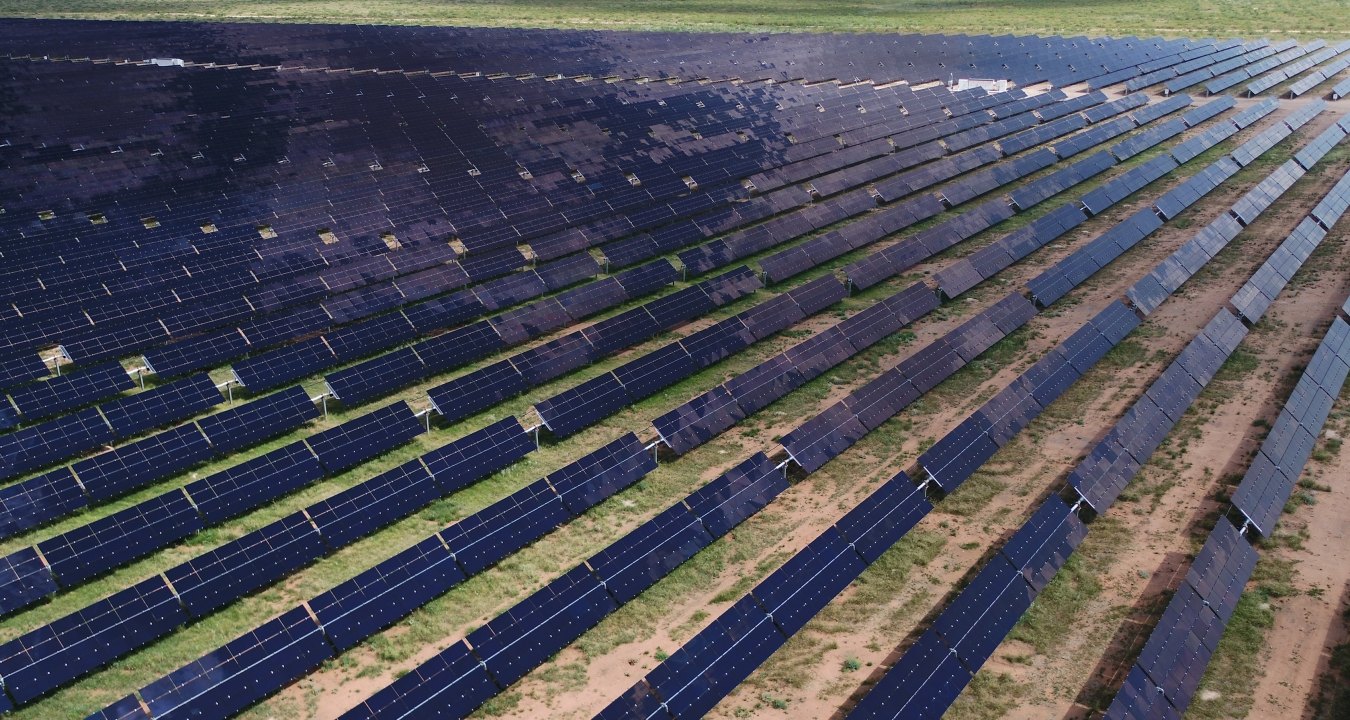 Outdoor drone image of the solar farm