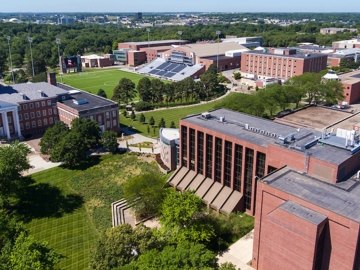 Aerial view of the University of Nebraska Omaha campus
