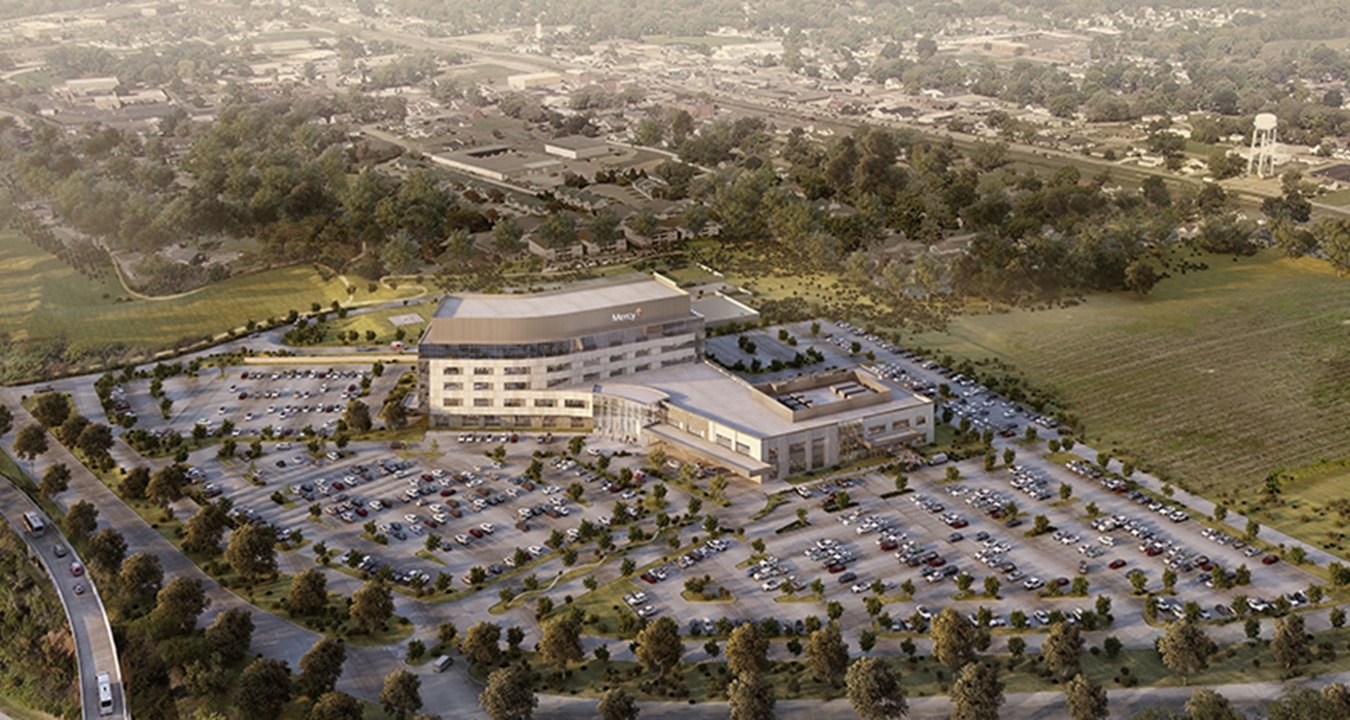 Aerial rendering of the new hospital