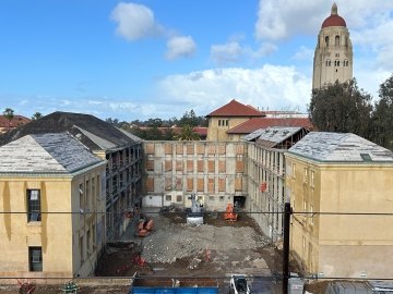 Exterior view of the graduate building while under construction