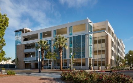 Exterior view of the parking garage